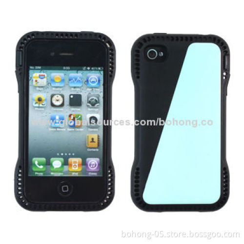 TPU Paste PC Piece Mobile Phone Cases for iPhone 4S, Good Quality, Anti-scratch and Fade/Solid Color